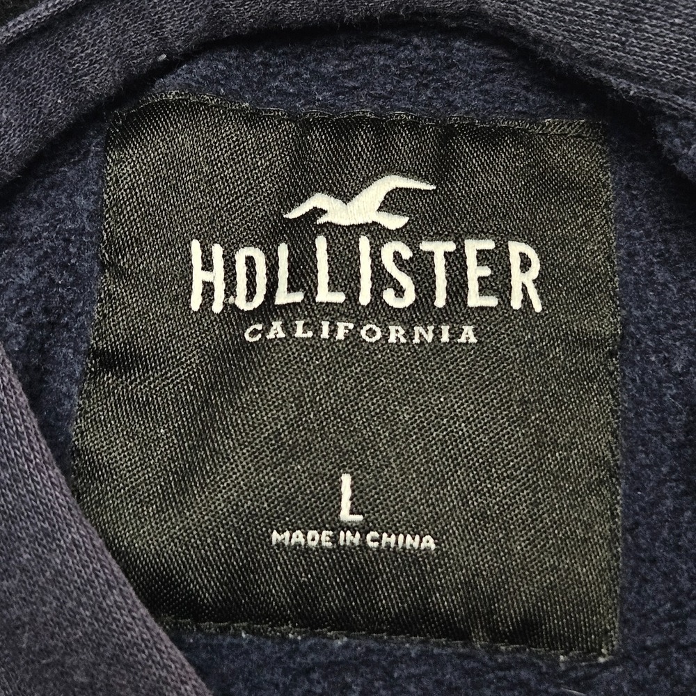 Hollister Hoodie Mens Large Navy Blue Rainbow Sleeve Graphic California Pullover - Picture 5 of 9